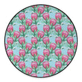 Pink Protea Pattern Print Round Floor Mat