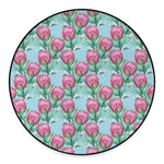 Pink Protea Pattern Print Round Floor Mat