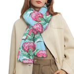 Pink Protea Pattern Print Scarf