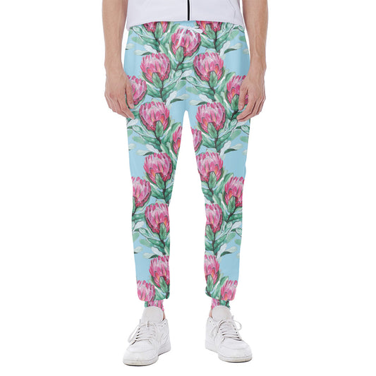 Pink Protea Pattern Print Scuba Joggers