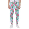 Pink Protea Pattern Print Scuba Joggers