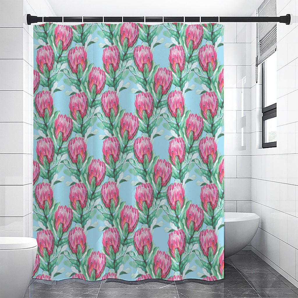 Pink Protea Pattern Print Shower Curtain