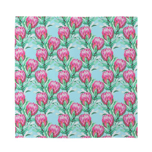 Pink Protea Pattern Print Silk Bandana