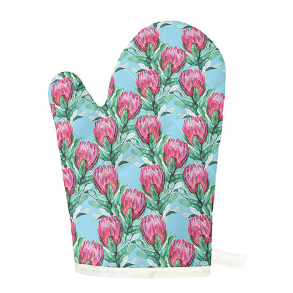 Pink Protea Pattern Print Single Oven Mitt