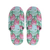 Pink Protea Pattern Print Slippers