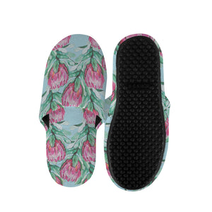 Pink Protea Pattern Print Slippers