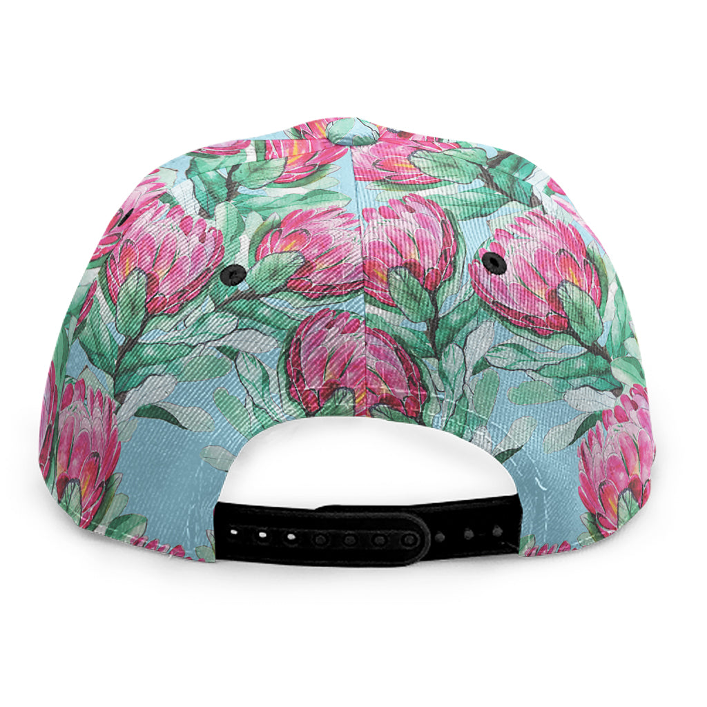 Pink Protea Pattern Print Snapback Cap