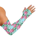 Pink Protea Pattern Print Sun Protection Arm Sleeves