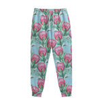 Pink Protea Pattern Print Sweatpants