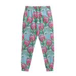 Pink Protea Pattern Print Sweatpants