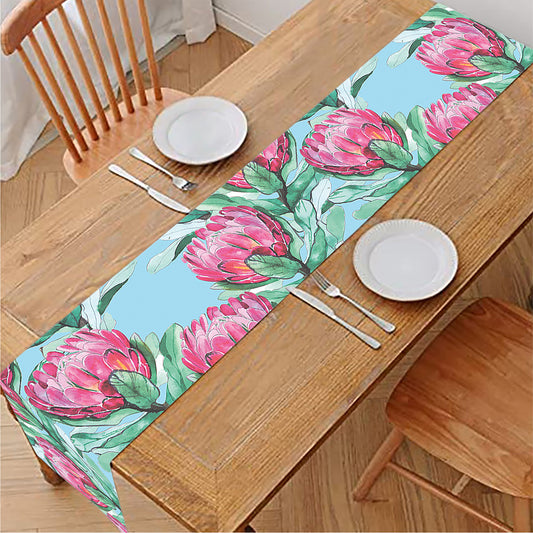 Pink Protea Pattern Print Table Runner