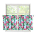 Pink Protea Pattern Print Tier Curtains