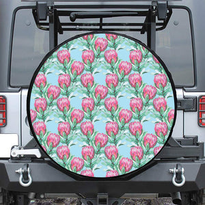 Pink Protea Pattern Print Tire Cover