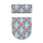 Pink Protea Pattern Print Toilet Lid And Tank Cover Set