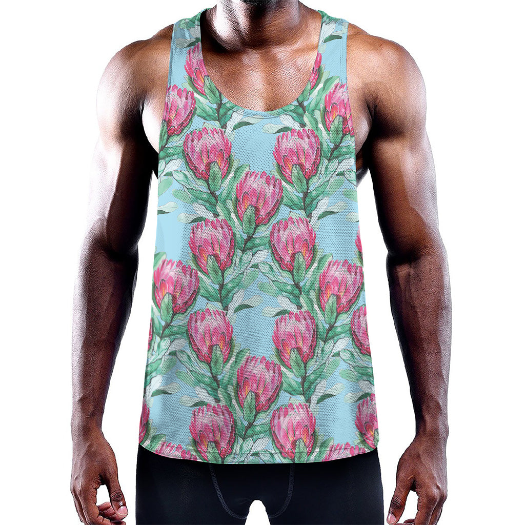 Pink Protea Pattern Print Training Tank Top