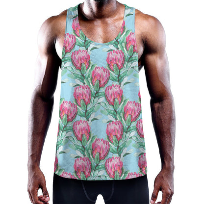 Pink Protea Pattern Print Training Tank Top