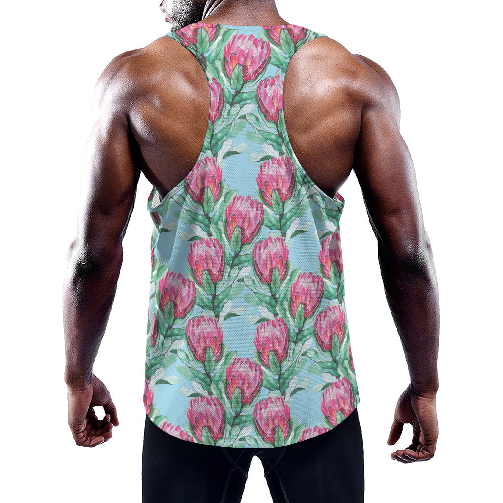 Pink Protea Pattern Print Training Tank Top