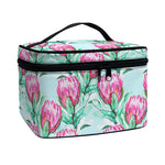 Pink Protea Pattern Print Travel Makeup Bag