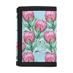 Pink Protea Pattern Print Trifold Wallet