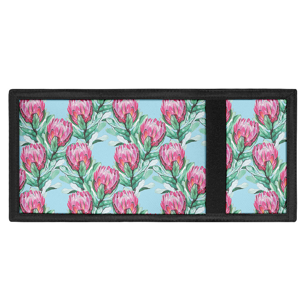 Pink Protea Pattern Print Trifold Wallet