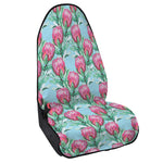 Pink Protea Pattern Print Waterproof Car Seat Cover