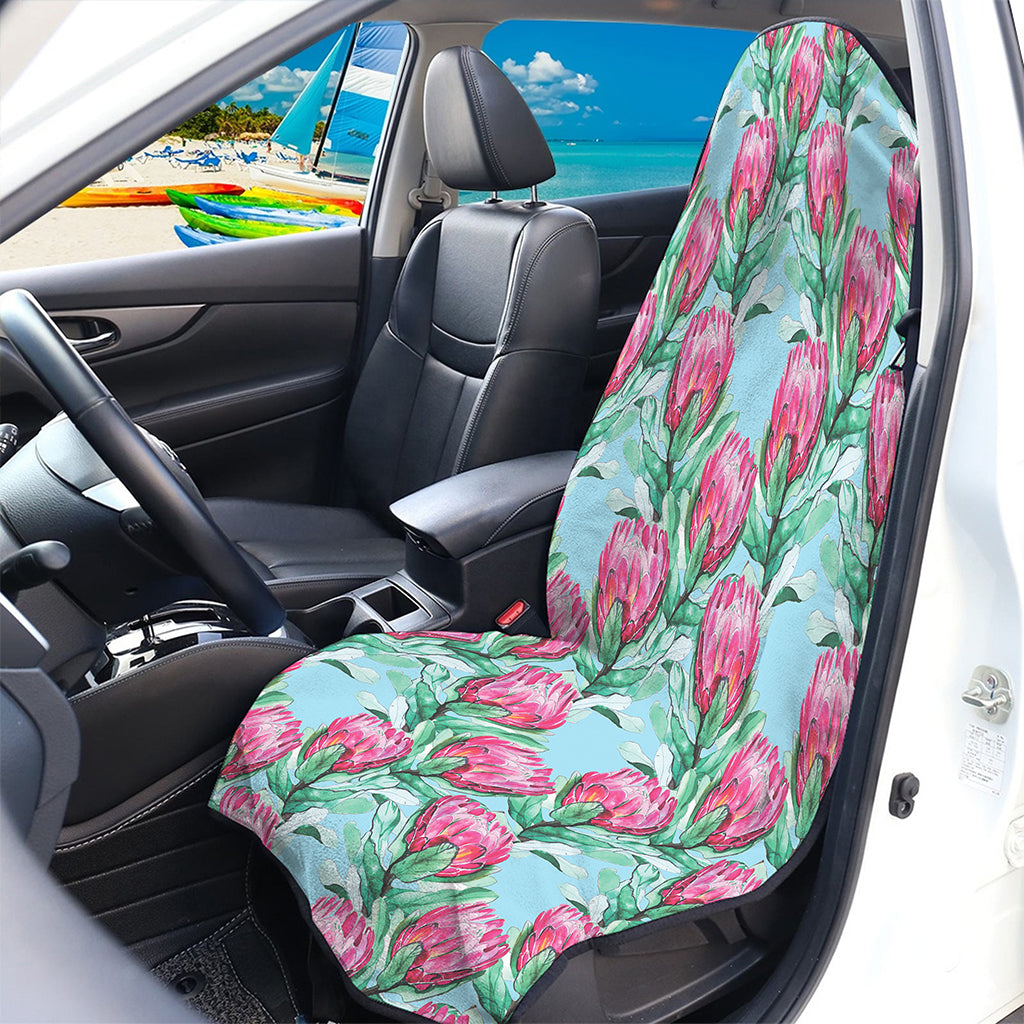 Pink Protea Pattern Print Waterproof Car Seat Cover