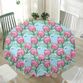 Pink Protea Pattern Print Waterproof Round Tablecloth