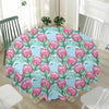 Pink Protea Pattern Print Waterproof Round Tablecloth