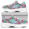 Pink Protea Pattern Print White Chunky Shoes