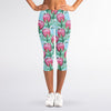 Pink Protea Pattern Print Women's Capri Leggings