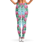 Pink Protea Pattern Print Women's Leggings