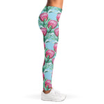 Pink Protea Pattern Print Women's Leggings