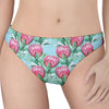 Pink Protea Pattern Print Women's Thong