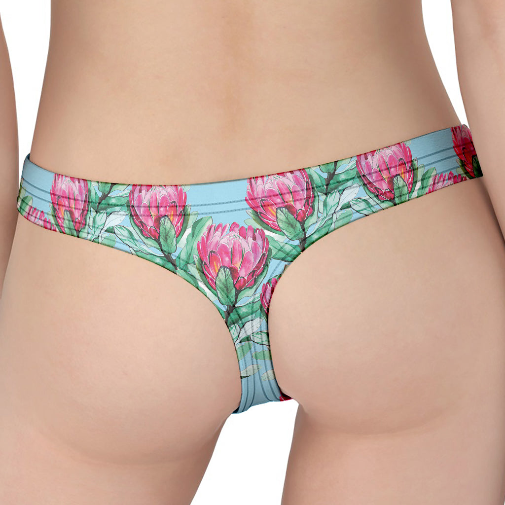 Pink Protea Pattern Print Women's Thong