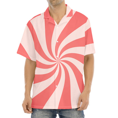 Pink Psychedelic Swirl Print Aloha Shirt