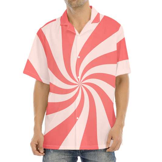 Pink Psychedelic Swirl Print Aloha Shirt