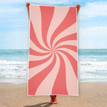 Pink Psychedelic Swirl Print Beach Towel