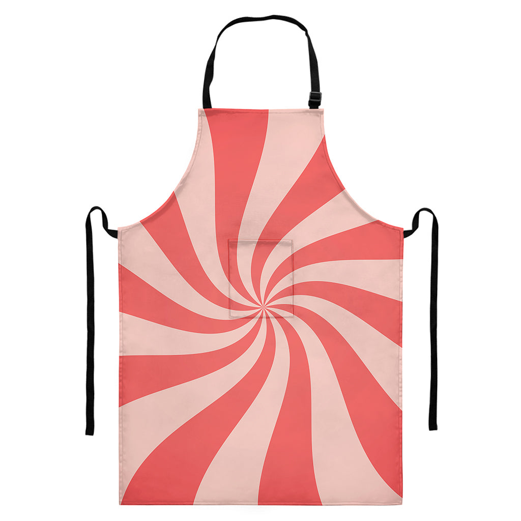 Pink Psychedelic Swirl Print Bib Apron With Pocket