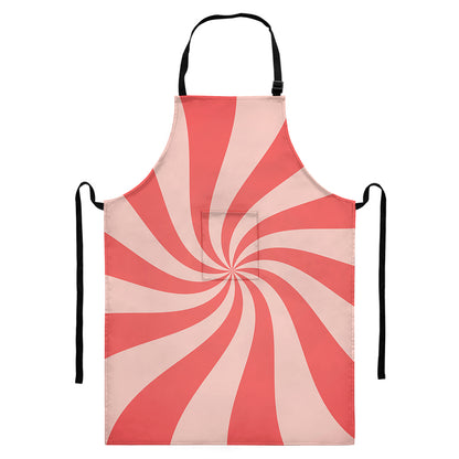 Pink Psychedelic Swirl Print Bib Apron With Pocket