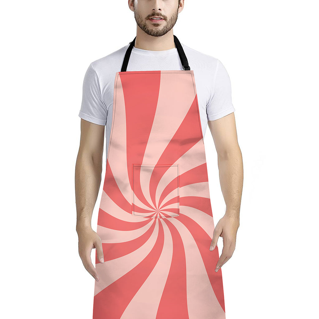 Pink Psychedelic Swirl Print Bib Apron With Pocket