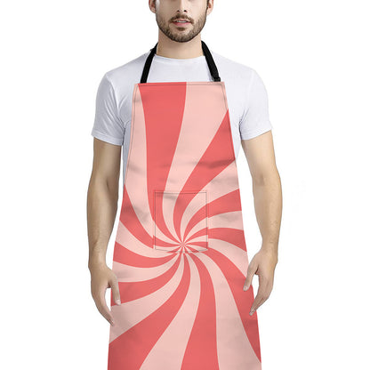 Pink Psychedelic Swirl Print Bib Apron With Pocket