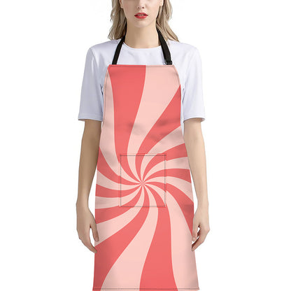 Pink Psychedelic Swirl Print Bib Apron With Pocket