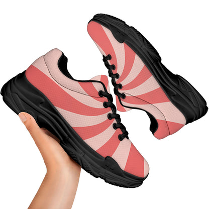 Pink Psychedelic Swirl Print Black Chunky Shoes