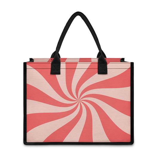 Pink Psychedelic Swirl Print Canvas Tote Bag