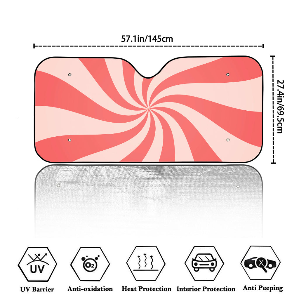 Pink Psychedelic Swirl Print Car Windshield Sun Shade