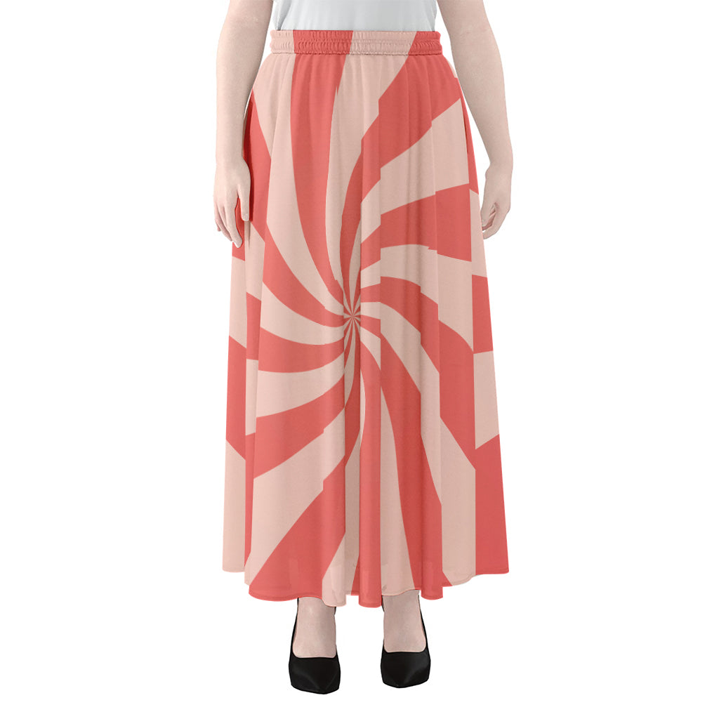 Pink Psychedelic Swirl Print Chiffon Maxi Skirt