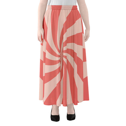 Pink Psychedelic Swirl Print Chiffon Maxi Skirt