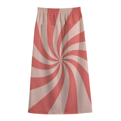 Pink Psychedelic Swirl Print Cotton Front Slit Maxi Skirt