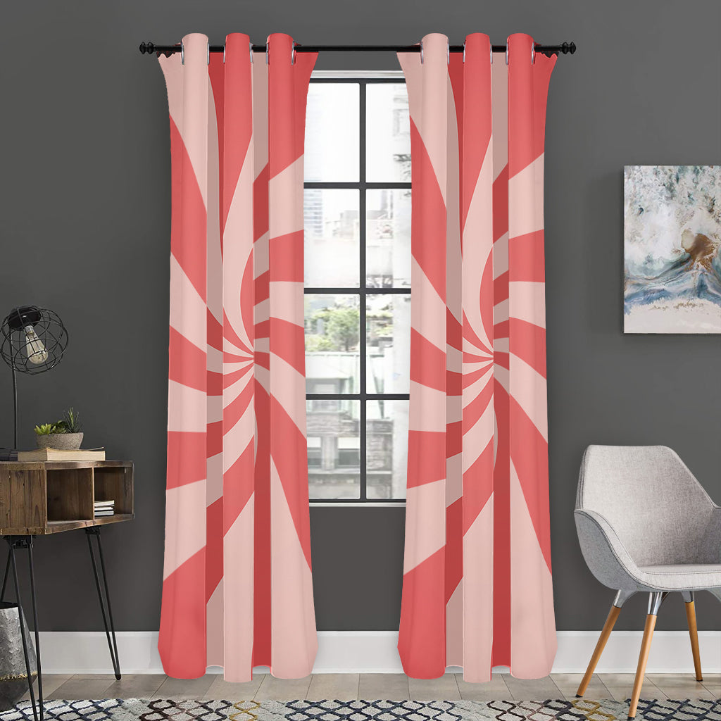 Pink Psychedelic Swirl Print Curtain