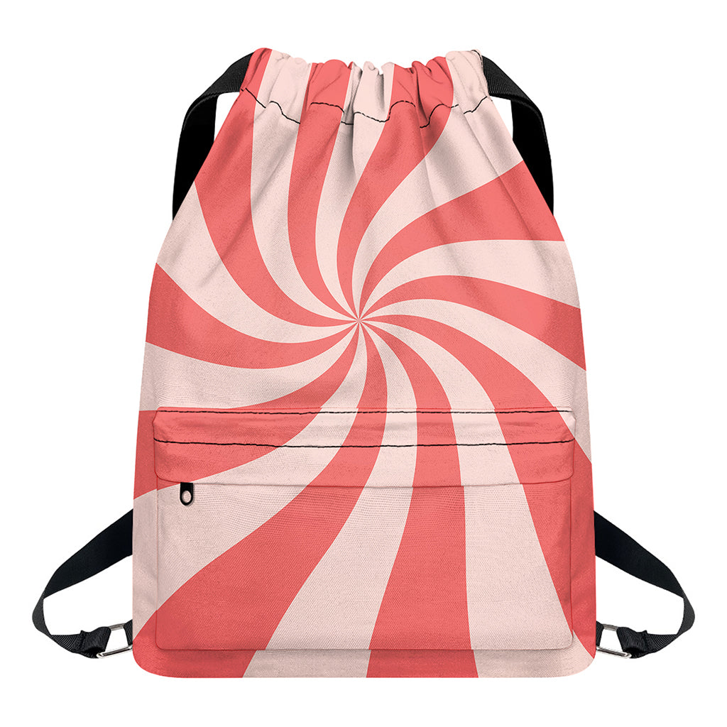 Pink Psychedelic Swirl Print Drawstring Backpack